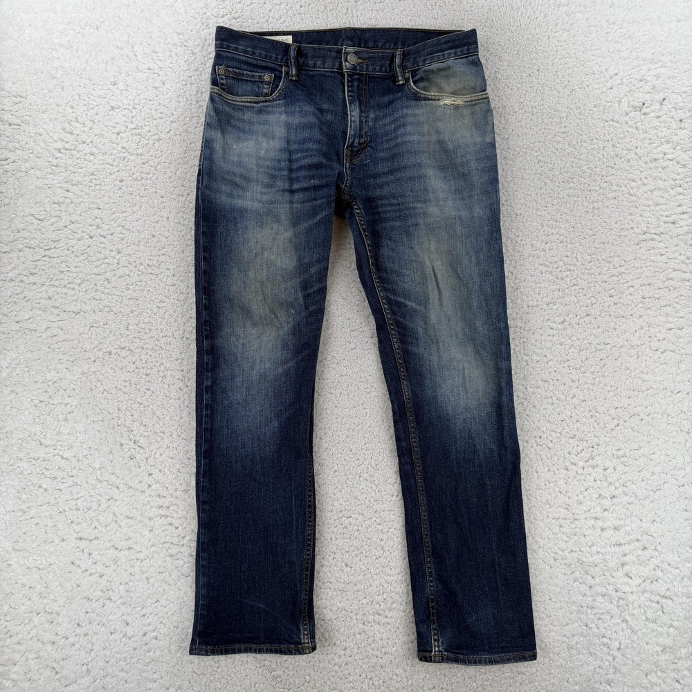 Banana Republic Straight Jeans Mens 32x30 Blue Distressed Stretch Denim Pants